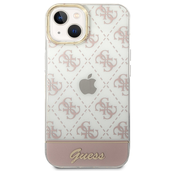 Hülle GUESS Apple iPhone 14 Plus 4G Muster Schrift Rosa Hartcase