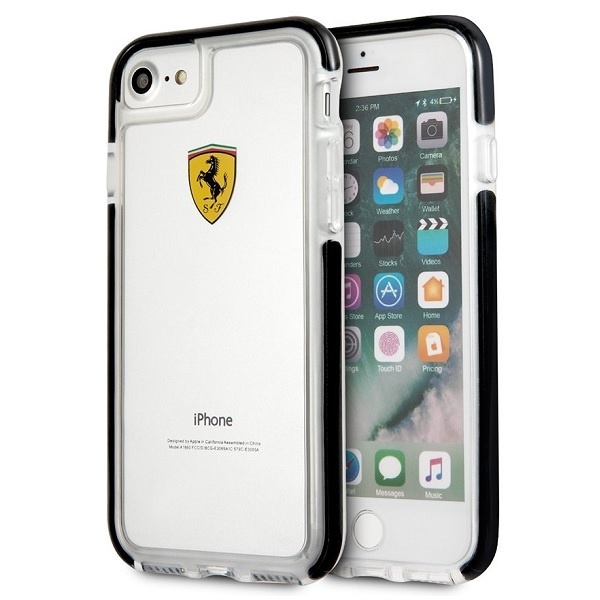 FERRARI Apple iPhone 7 8 Stoßfestes Hülle Schwarz Klar