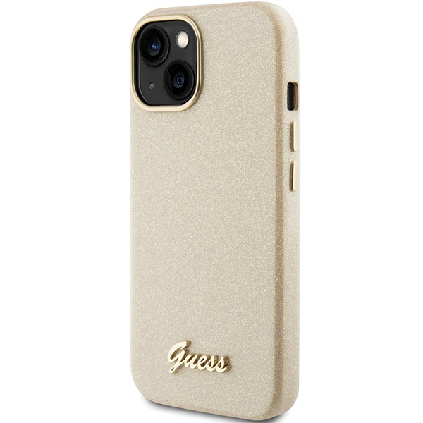 Guess GUHCP15SPGMCSD iPhone 15 6.1" gold/light gold hardcase Glitter Glossy Script