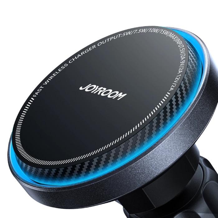 Joyroom car phone holder with wireless charger (MagSafe compatible) with air vent fan - black (JR-ZS387)