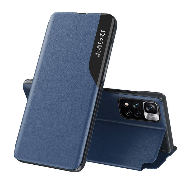 Eco Leather View Case étui élégant avec couvercle à rabat et fonction stand Xiaomi Redmi Note 11 Pro+ 5G (Chine) / 11 Pro 5G (Chine) / Mi11i HyperCharge / Poco X4 NFC 5G bleu