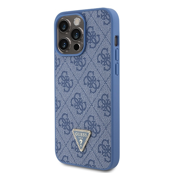 Coque Guess GUHCP15XP4TDPB iPhone 15 Pro Max 6.7" bleu/bleu rigidecase Cuir 4G Triangle Strass Case