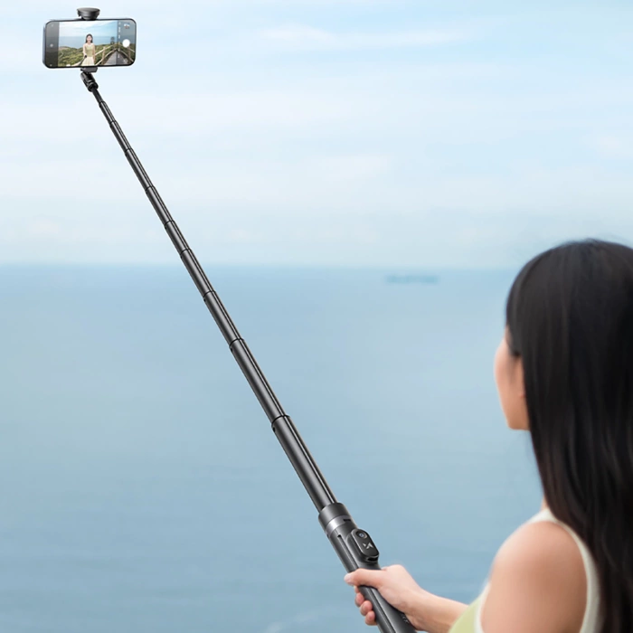 Selfie stick Wozinsky WRZP1 with automatically extendable legs, tripod function, 1.7m - black