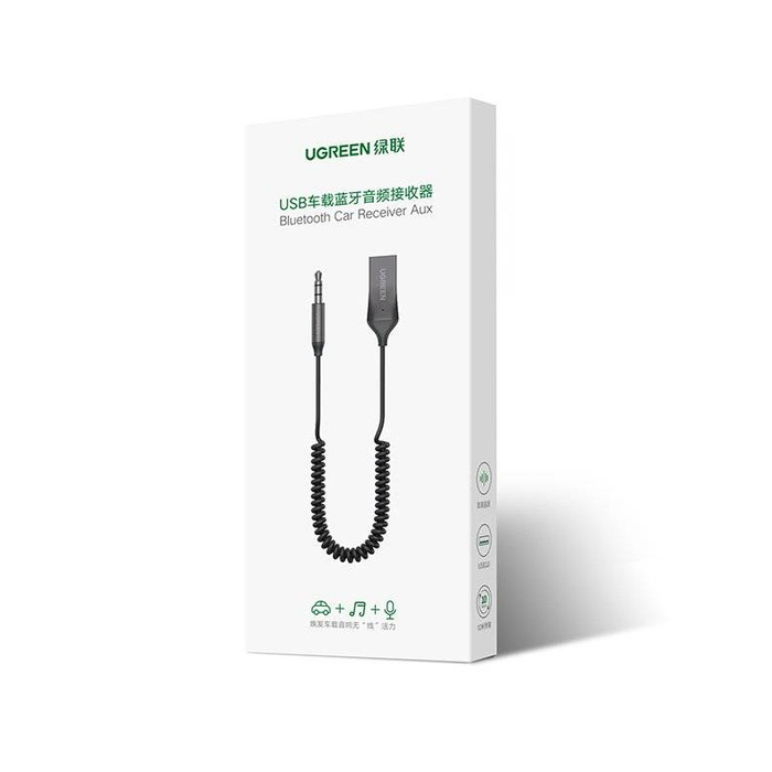 Ugreen Bluetooth 5.0 zvukový přijímač USB kabel audio adaptér AUX jack černý (70601 CM309)