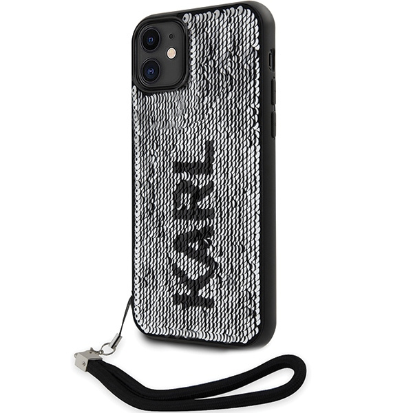 Karl Lagerfeld KLHCN61PSQRKS iPhone 11 / Xr 6.1" plata/plata durocase Cordón lentejuelas