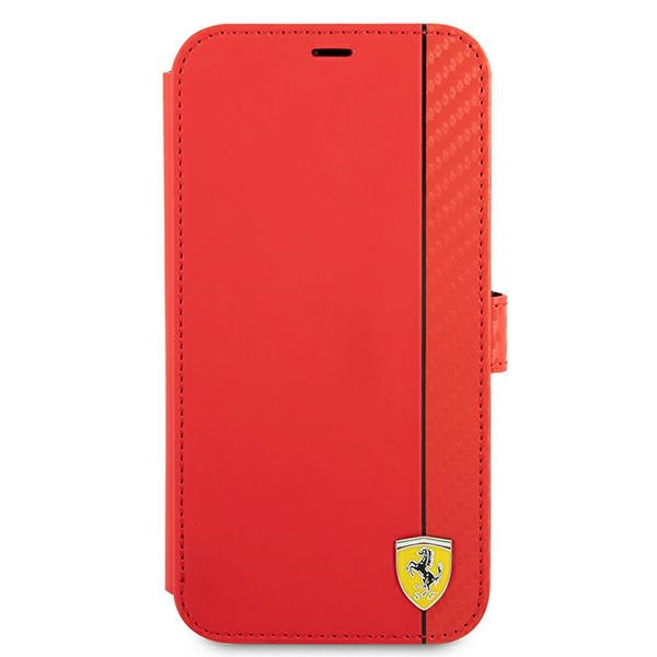 Coque FERRARI Apple iPhone 13 13 Pro Book On Track Carbon Stripe Red Case