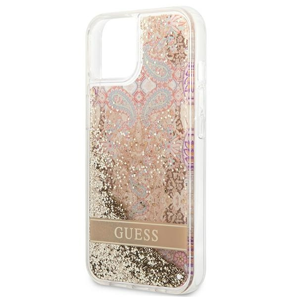 Hülle GUESS Apple iPhone 13 Mini Paisley Liquid Glitter Gold Hartcase