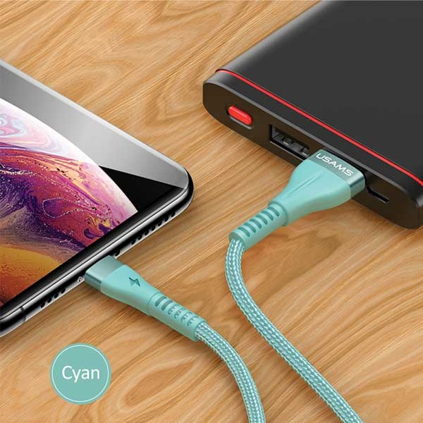 Cable braided USAMS Lightning 2A Fast Charging 1.2m Blue