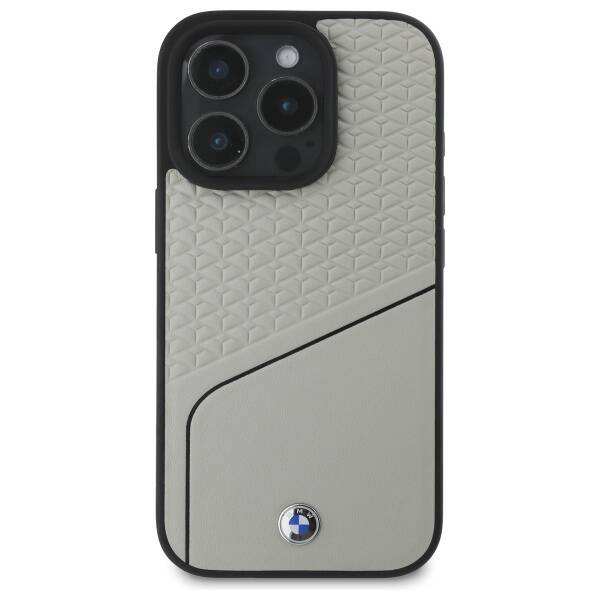Funda BMW iPhone 16 Pro Max 6.9" gris/gris durocase Signo Cuero Texturado y Línea MagSafe