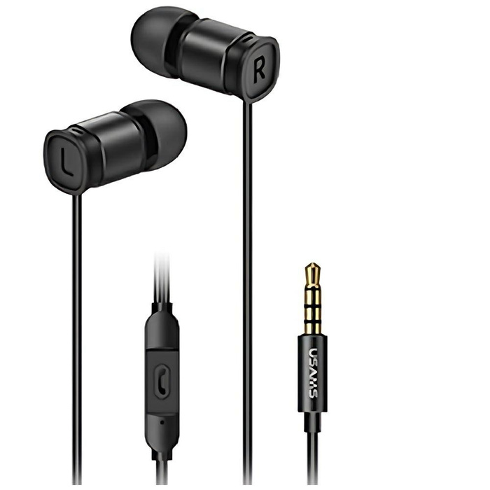 USAMS Headphones EP-46 jack 3.5mm black/black 1.2m HSEP4601