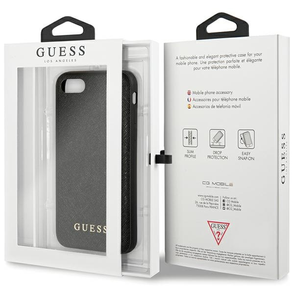 Obal Guess Guhci8psasbbk iPhone 7/8 / Se 2020 / Se 2022 Black/black Saffiano Strap Case