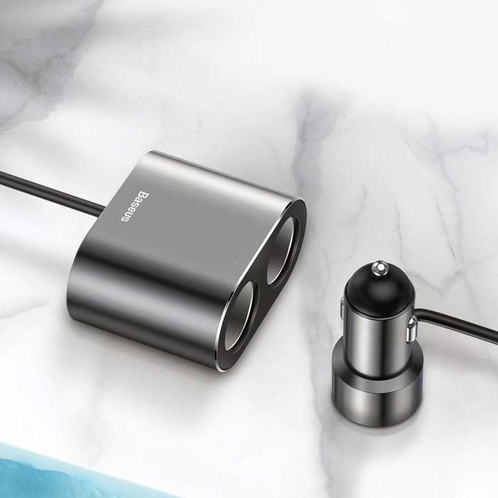 Baseus Autoladegerät Splitter 2x USB 3.1A 17W + 2x Zigarettenanzünder Buchse 80W schwarz (CRDYQ-01)