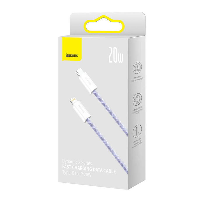 Cavo di ricarica rapida serie Baseus Dynamic 2 USB-C - Lightning 20 W 480 Mbps 1 m viola