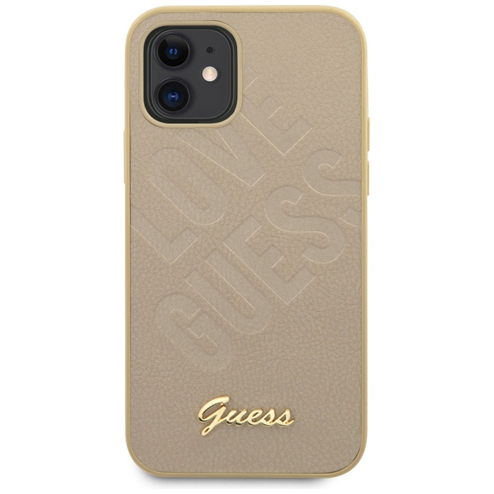 Etui GUESS Apple iPhone 12 Mini 5,4 Iridescent Love Script Gold Logo GUHCP12SPUILGLG Złoty Hardcase