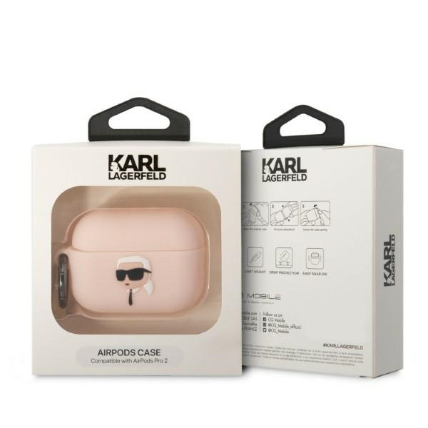 Karl Lagerfeld KLAP2RUNIKP AirPods Pro 2 funda rosa/rosa Silicona Karl Head 3D