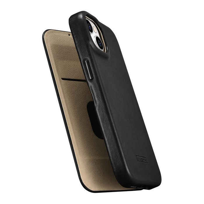 iCarer CE Oil Wax Premium Leather Folio Case Kožené pouzdro pro iPhone 14 Plus Flip Magnetic MagSafe Black (AKI14220707-BK)