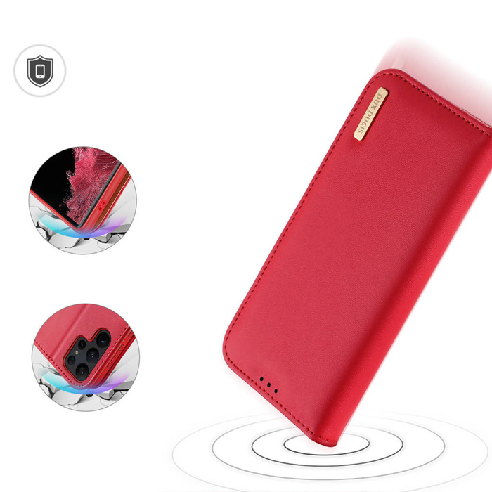 Funda Dux Ducis Hivo Samsung Galaxy S23 Ultra funda con soporte flip wallet RFID bloqueo rojo