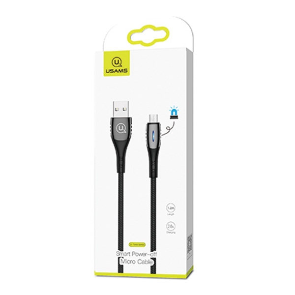Cable Braided USAMS MicroUSB U-Tone Power-off 2A Fast Charging 1.2m Black