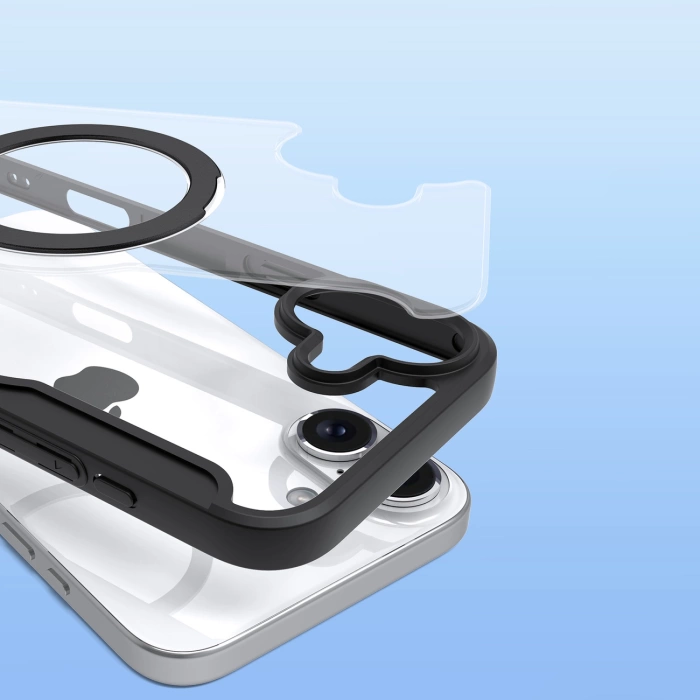 Dux Ducis Skin X Pro iPhone 16 Hülle mit MagSafe, Flip und Stand – Schwarz