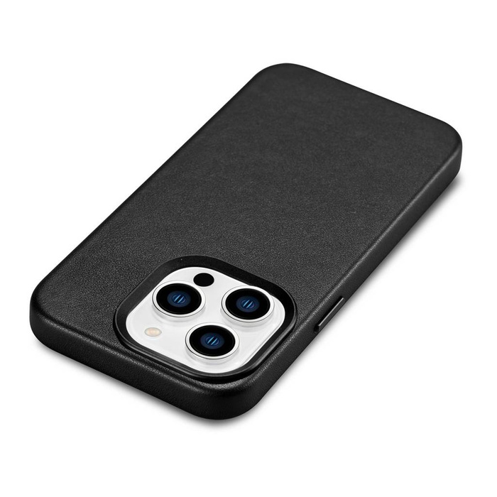 iCarer Case Leather Genuine Leather Case Cover for iPhone 14 Pro Max Black (WMI14220708-BK) (MagSafe Compatible)