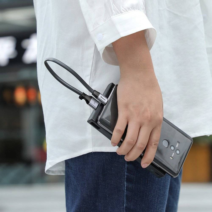 Baseus Cable plano simple USB / USB Tipo C SuperCharge 5A 40W Carga rápida 3.0 QC 3.0 23cm gris (CATMBJ-BG1)