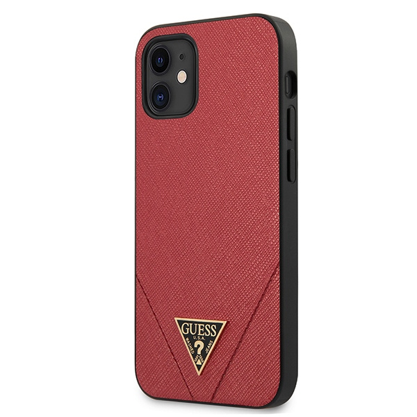 Cover GUESS Apple iPhone 12 Mini Saffiano GUHCP12SVSATMLRE Rosso Hardcase