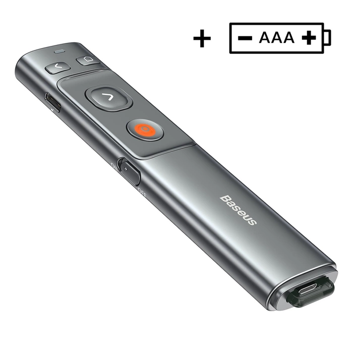 Baseus Orange Dot kabelloser Laserpointer für Präsentationen – Grau (mit Batterie)