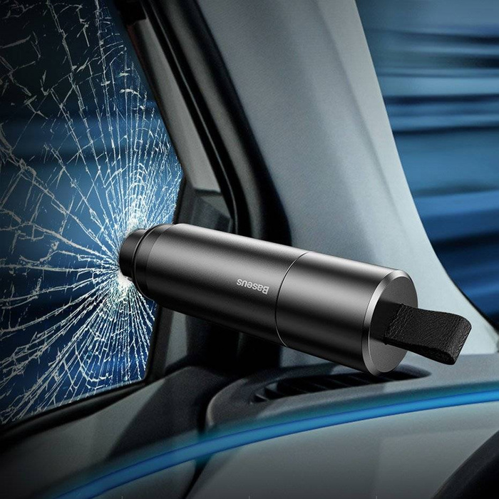 Baseus 2v1 bezpečnostní kladivo rozbíječ skla + řezačka pásu šedá (CRSFH-0G)