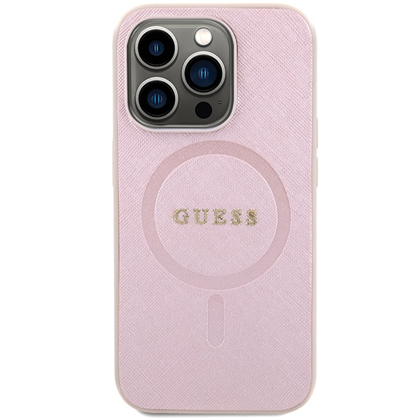Etui Guess GUHMP15XPSAHMCP iPhone 15 Pro Max 6.7" różowy/pink hardcase Saffiano MagSafe Case