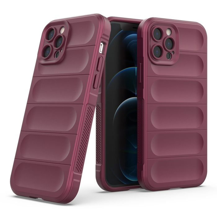 Elastické pancéřové pouzdro Magic Shield Case pro iPhone 12 Pro ve vínové barvě