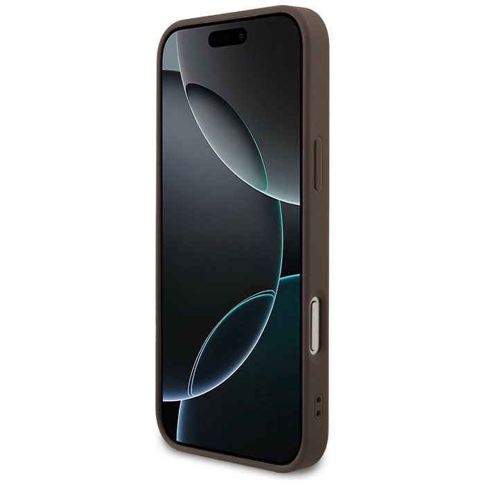 Etui Guess 4G Strap Triangle Logo        MagSafe do iPhone 17 Pro Max brązowy