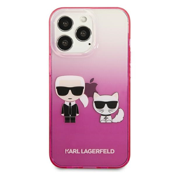Case KARL LAGERFELD Apple iPhone 13 13 Pro Gradient Ikonik Karl &amp; Choupette Pink Hardcase