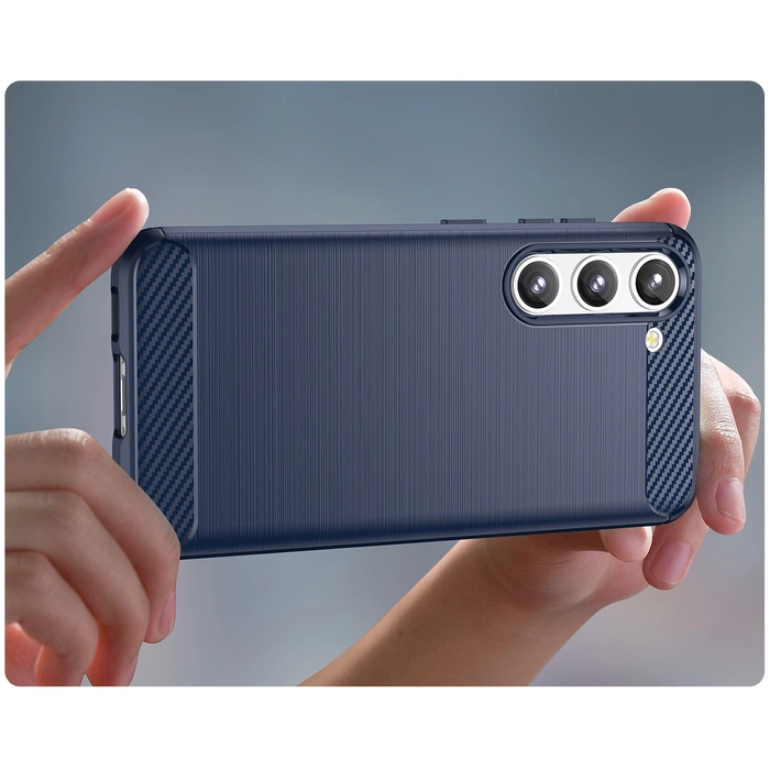 Carbon Case für Samsung Galaxy S23+ flexible Silikon-Carbon-Hülle blau