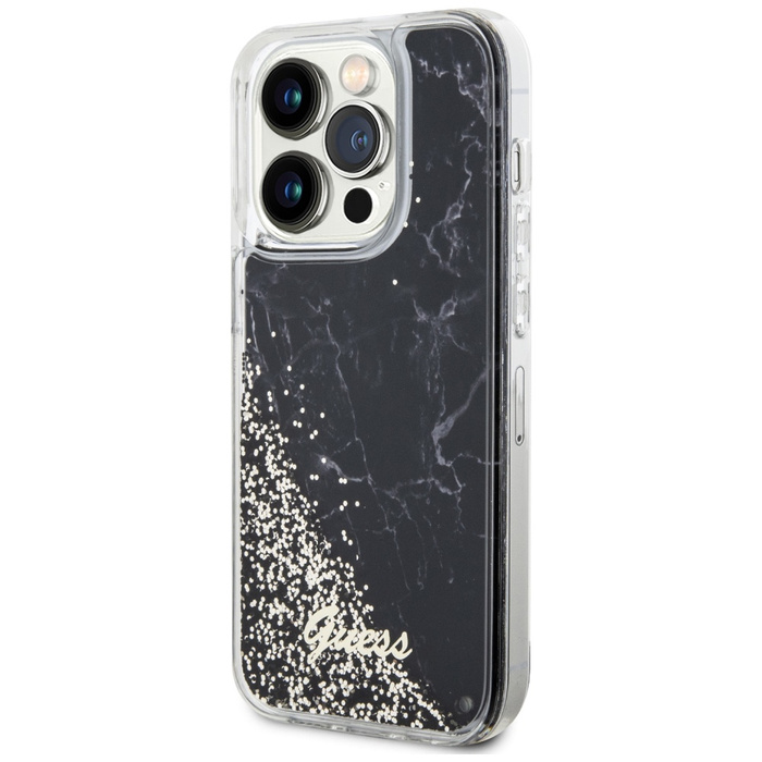 Cover Guess GUHCP14LLCSGSGK iPhone 14 Pro 6.1" nero/nero durocase Liquid Glitter Marmo Case