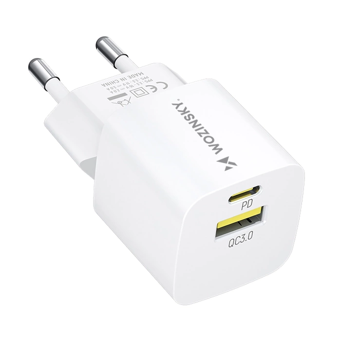 Wozinsky WWCEAC GaN USB-A USB-C 33W nástěnná nabíječka - bílá
