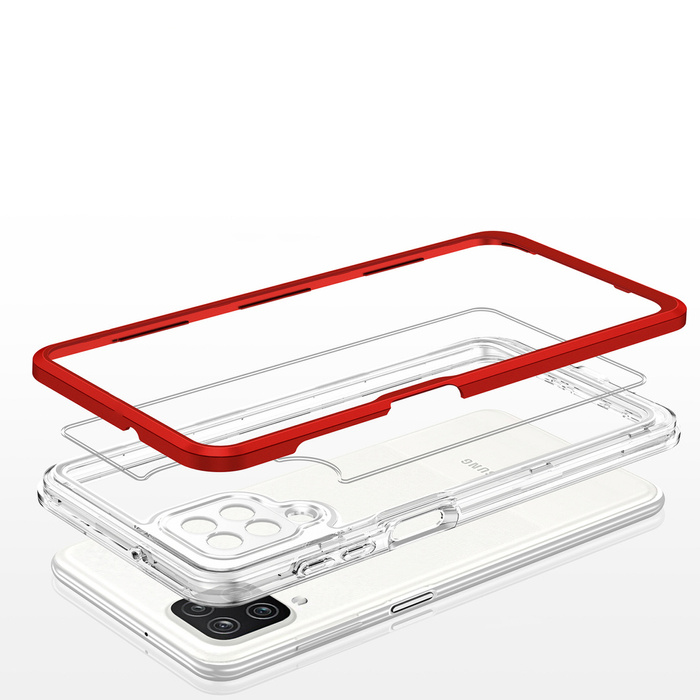 Clear 3in1 coque pour Samsung Galaxy A22 4G gel cover with frame red