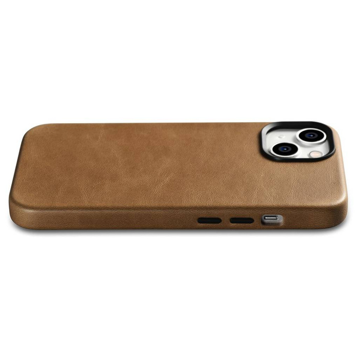 iCarer Oil Wax Premium Leather Case iPhone 14 Étui en cuir magnétique avec MagSafe Marron (WMI14220701-TN)