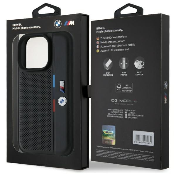 Funda BMW iPhone 16 Pro 6.3" negro/negro durocase M Perforado Tricolor Detail Line