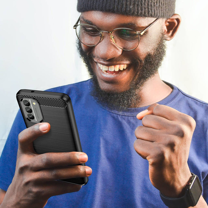 Carbon Case Cover für Nokia G400 flexibles Silikon Carbon Cover schwarz