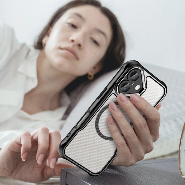 Leading Series MagSafe Silikonhülle für iPhone 16 – Schwarz