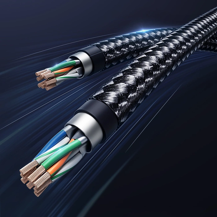 UGREEN NW153 Kabel geflochtenes Netzwerkkabel, Ethernet RJ45, Kat.8, F/FTP, 1,5m (schwarz)