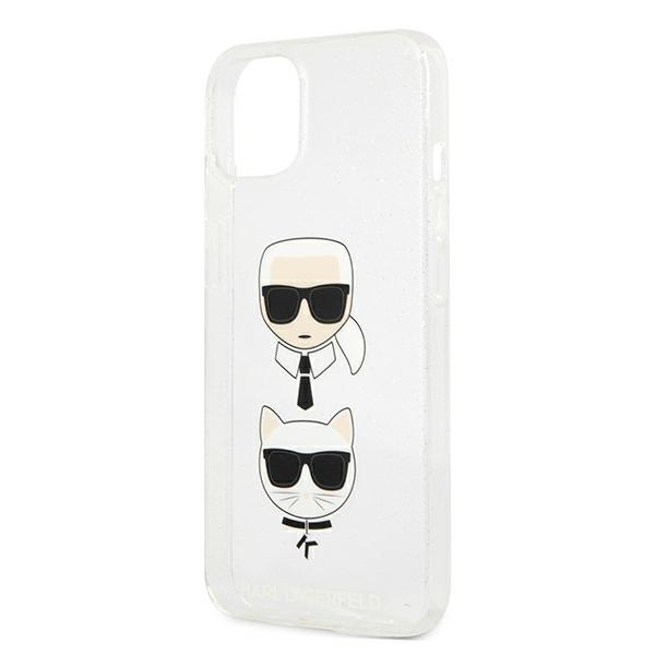 Cover KARL LAGERFELD Apple iPhone 13 Mini Glitter Karl's & Choupette Silver Hardcase
