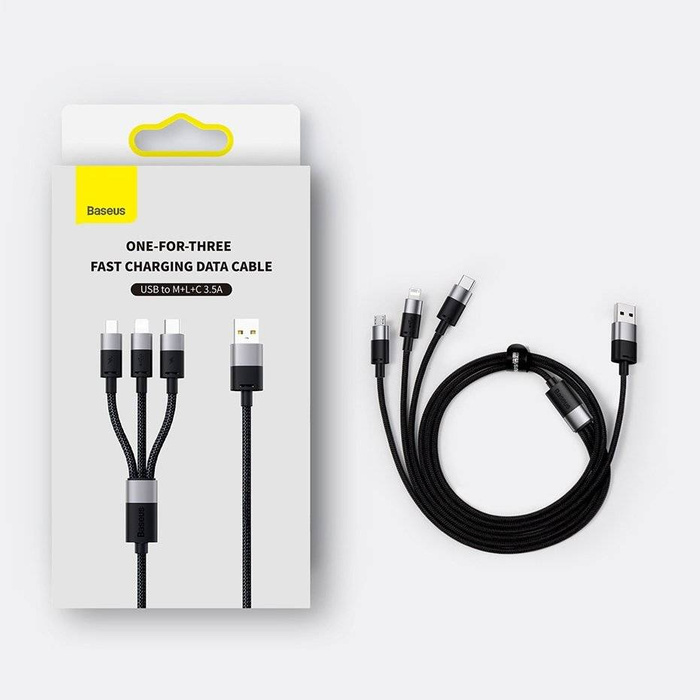 Baseus StarSpeed kabel 3v1 USB-A - Micro-USB / Lightning / USB-C 3,5A 1,2 m fialová
