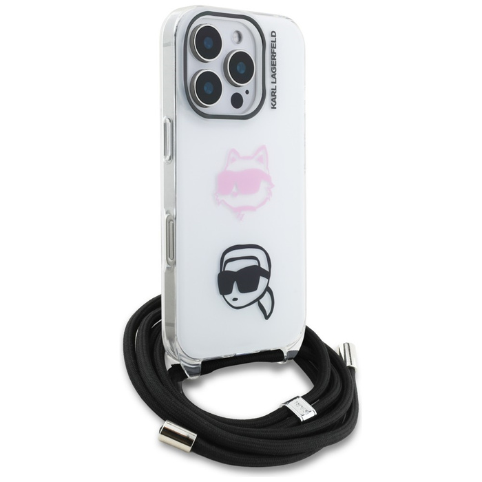 Etui Karl Lagerfeld IML Crossbody        Karl&Choupette Head do iPhone 16 Pro Max biały