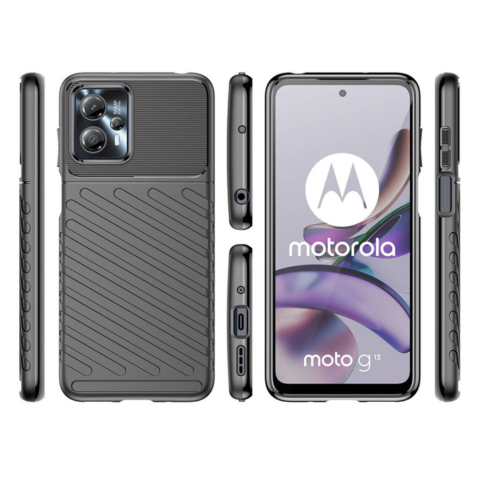 Pouzdro Thunder Case pro Motorola Moto G13 silikonové pancéřové pouzdro černé