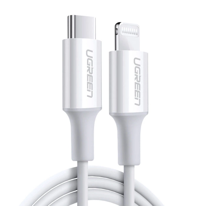 Ugreen US171 Lightning – USB-C MFi PD-Kabel 20 W 3 A 480 Mbit/s 0,5 m – Weiß