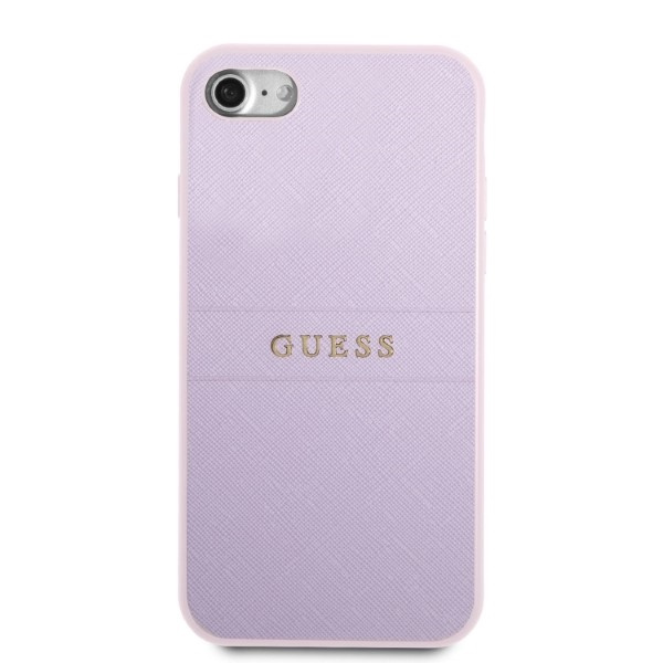 Coque Guess Guhci8psasbpu iPhone 7/8 / Se 2020 / Se 2022 Hardcase Violet/pourpre Saffiano Hot Stamp &amp; Metal Logo Case