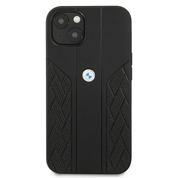 Cover BMW Apple iPhone 13 Mini Curve in pelle Perforate Nero Hardcase