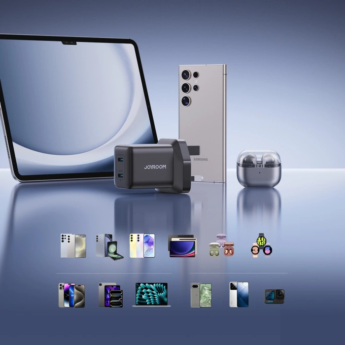 Joyroom JR-TCG17 45W 2 x USB-C Wandladegerät (UK-Stecker) - schwarz