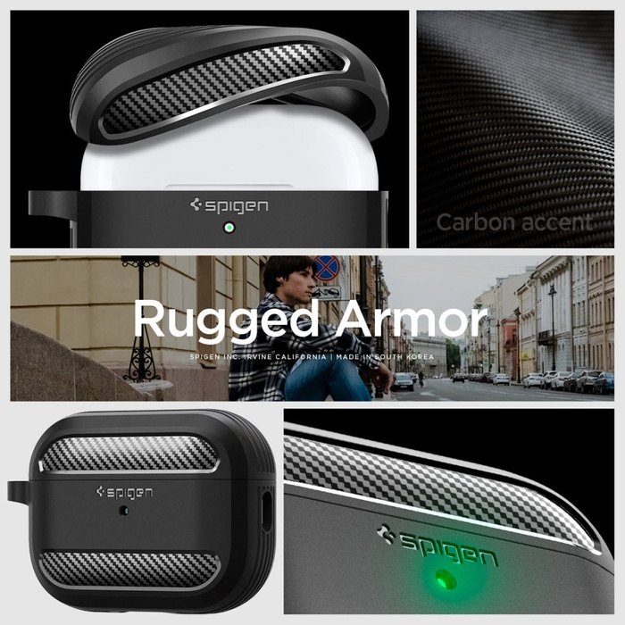 Case Spigen Rugged Armor Apple AIRPODS PRO 1 / 2 MATTE BLACK